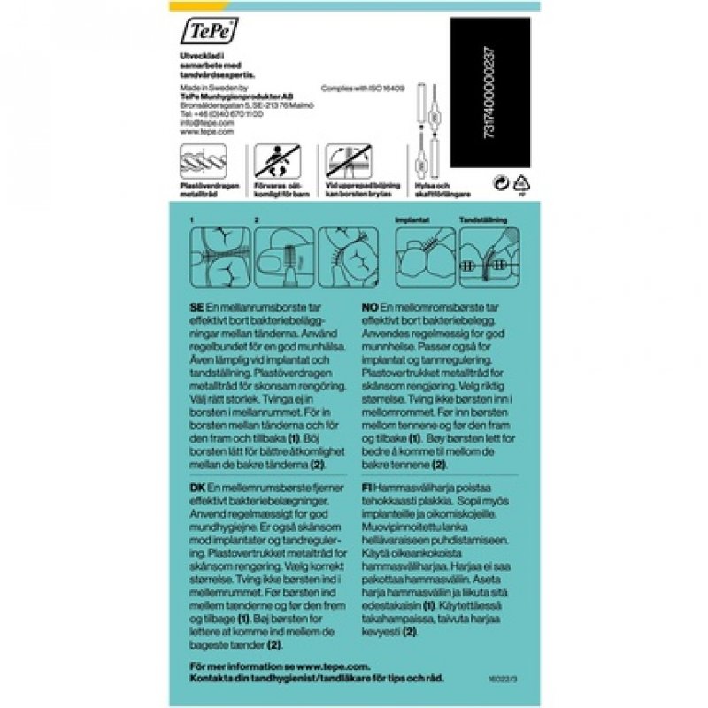 TEPE Interdental Brushes 0.7mm Yellow 8 Pack