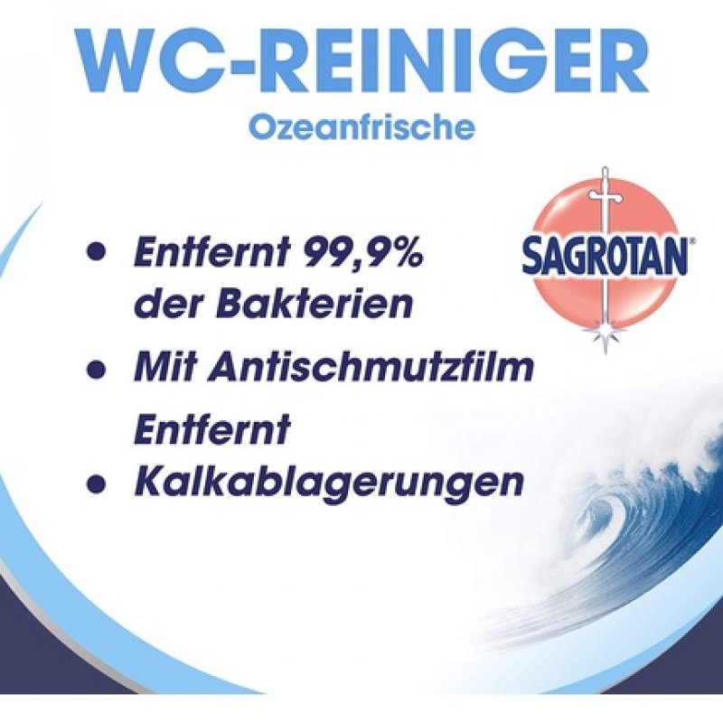 Sagrotan Ocean Fresh Toilet Cleaner 2in1 Cleaning Agent with Anti-Dirt Film for Long-Lasting Toilet Freshness 750ml