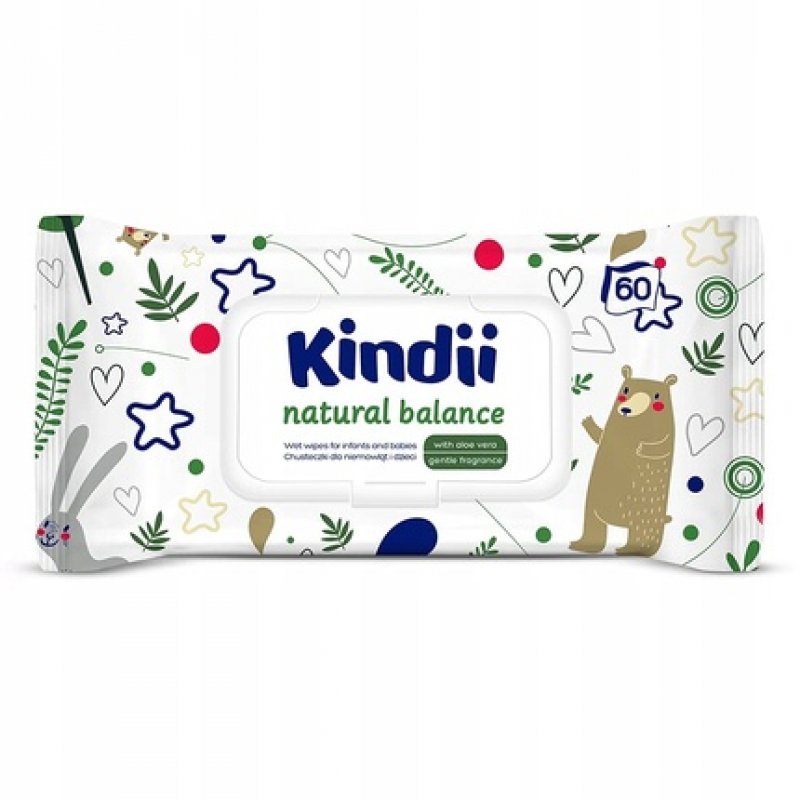 Cleanic Kindii Chusteil Natural Balance 60 Pieces