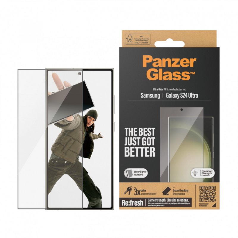 PanzerGlass Screen Protector Samsung Galaxy S24 Ultra | Ultra-Wide Fit w. EasyAligner
