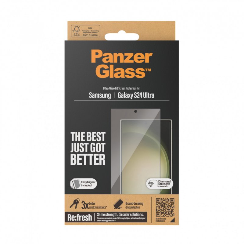 PanzerGlass Screen Protector Samsung Galaxy S24 Ultra | Ultra-Wide Fit w. EasyAligner