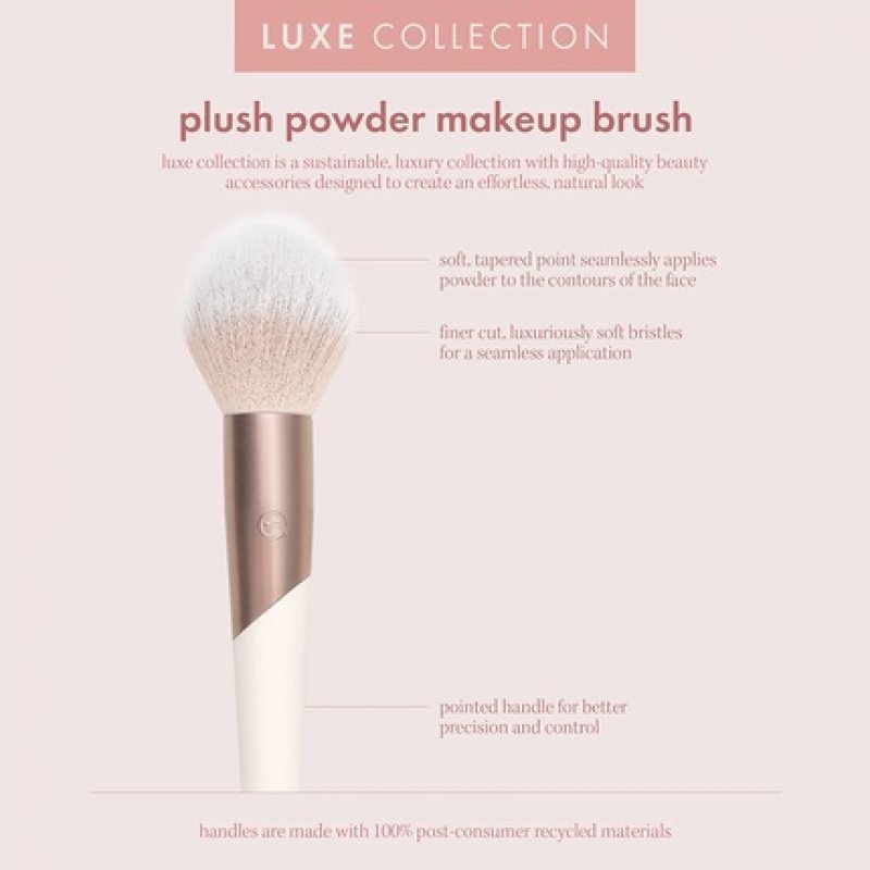 EcoTools Luxe Plush Foundation & Bronzer Blush Brush for Powder Makeup - Environmentally Friendly, Pink, Luxurious and