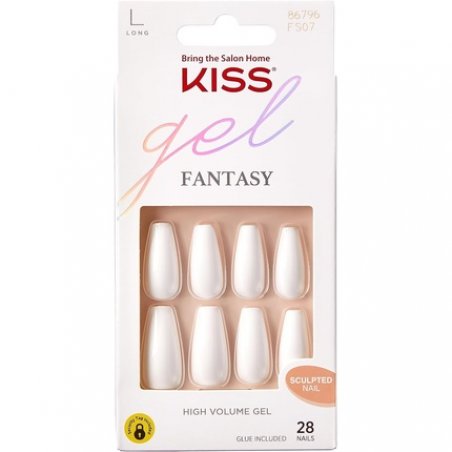 KISS Gel Fantasy Collection Sculpted Fake Nails Manicure Set with Nail File Nail Glue and 28 Glue-On Nails