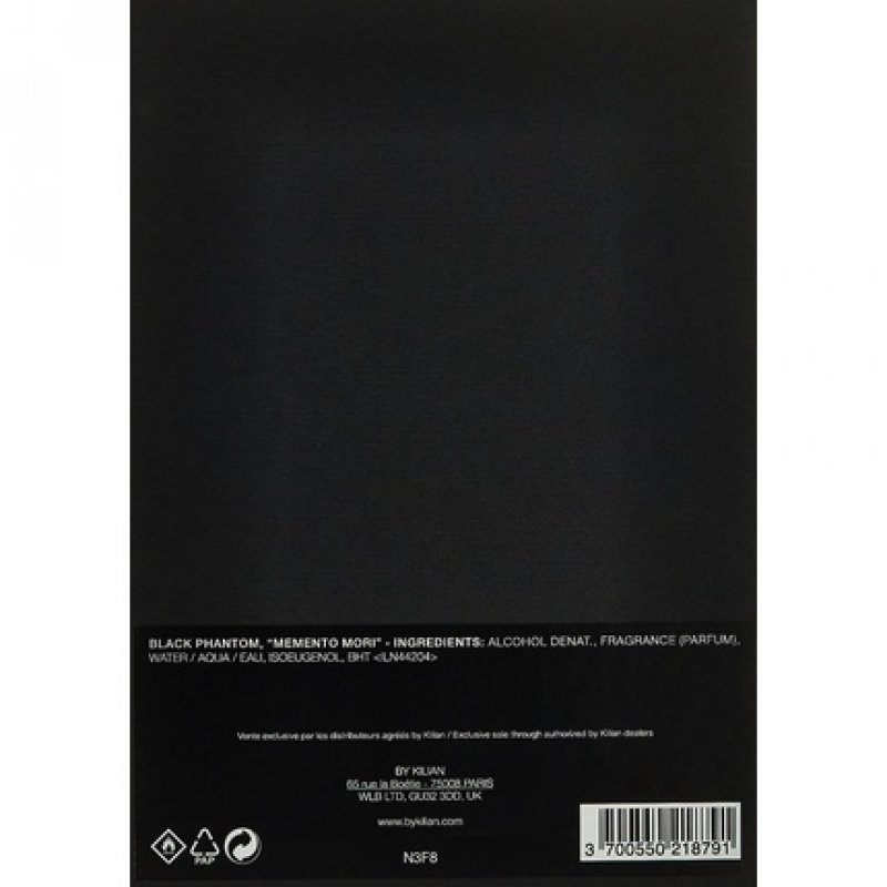 Kilian Black Phantom Memento Mori Refillable Perfume Spray 50ml with Clutch