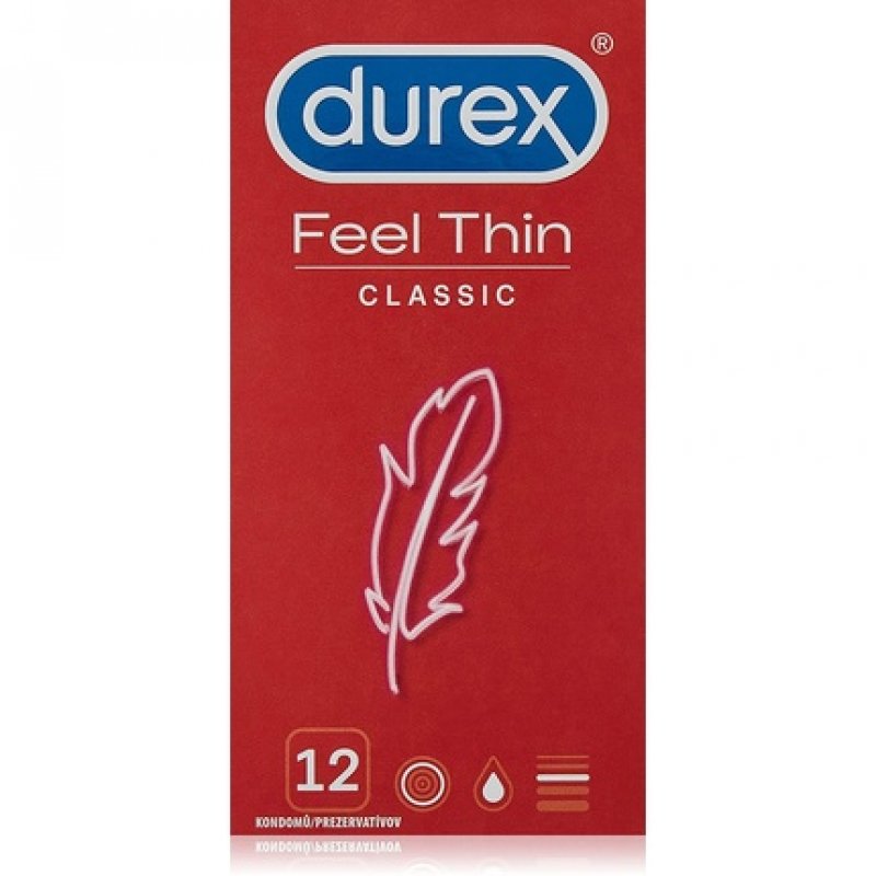 Durex Feel Thin Classic Condoms for Intense Sensation and Intimacy 12 Pack