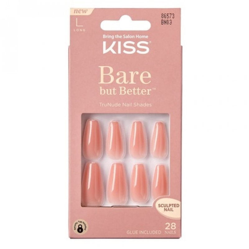Kiss Bare But Better Nails 28 Count Long Length Peach