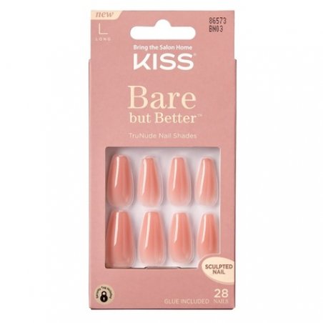 Kiss Bare But Better Nails 28 Count Long Length Peach