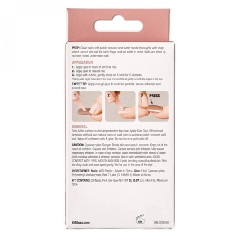 Kiss Bare But Better Nails 28 Count Long Length Peach