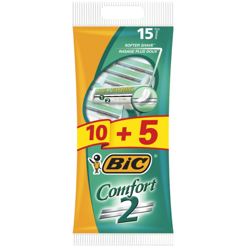 BIC Comfort 2 Disposable Razors for Men 15 pcs