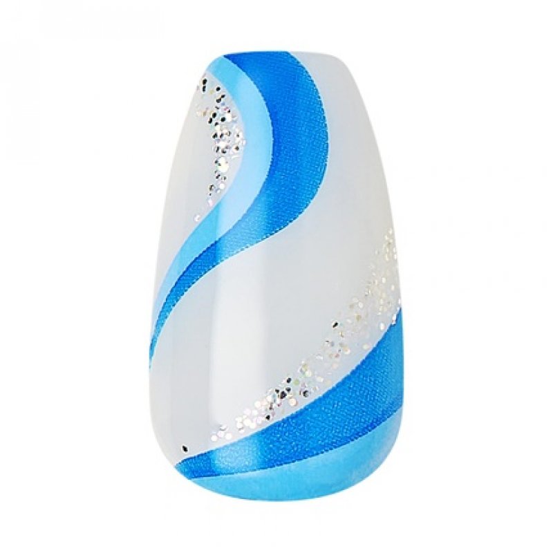 KISS imPRESS Press-On Manicure Fake Nails Medium Coffin Mesmerize Blue