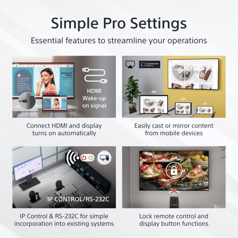 Sony FW-65EZ20L affichage de messages Écran plat de signalisation numérique 165,1 cm (65") LED Wifi 350 cd/m² 4K