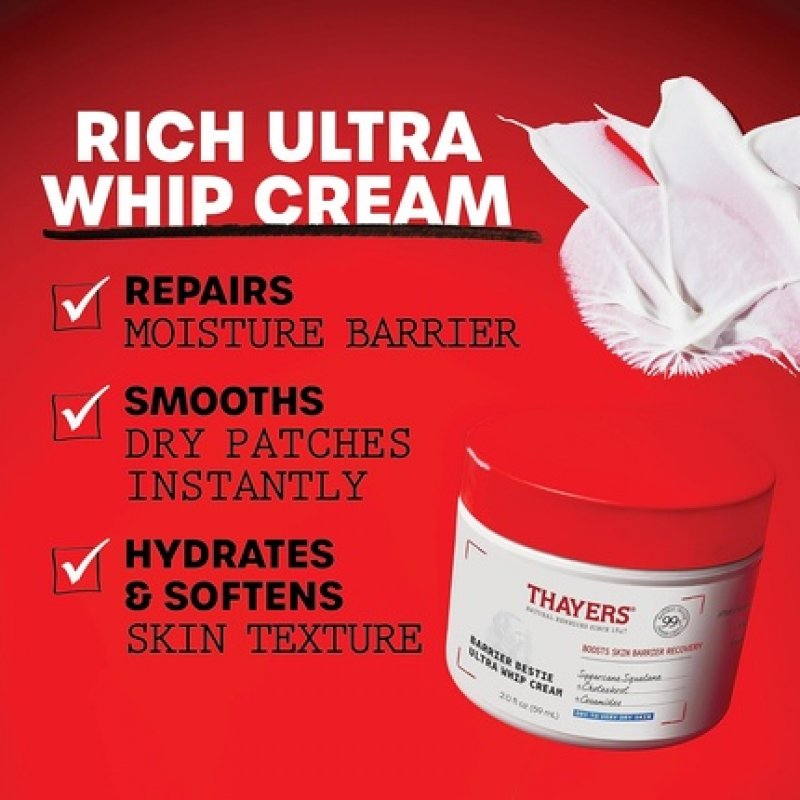 THAYERS Barrier Bestie Ultra Whip Face Cream Moisturizer with Sugarcane Squalane and Ceramides 2.0oz
