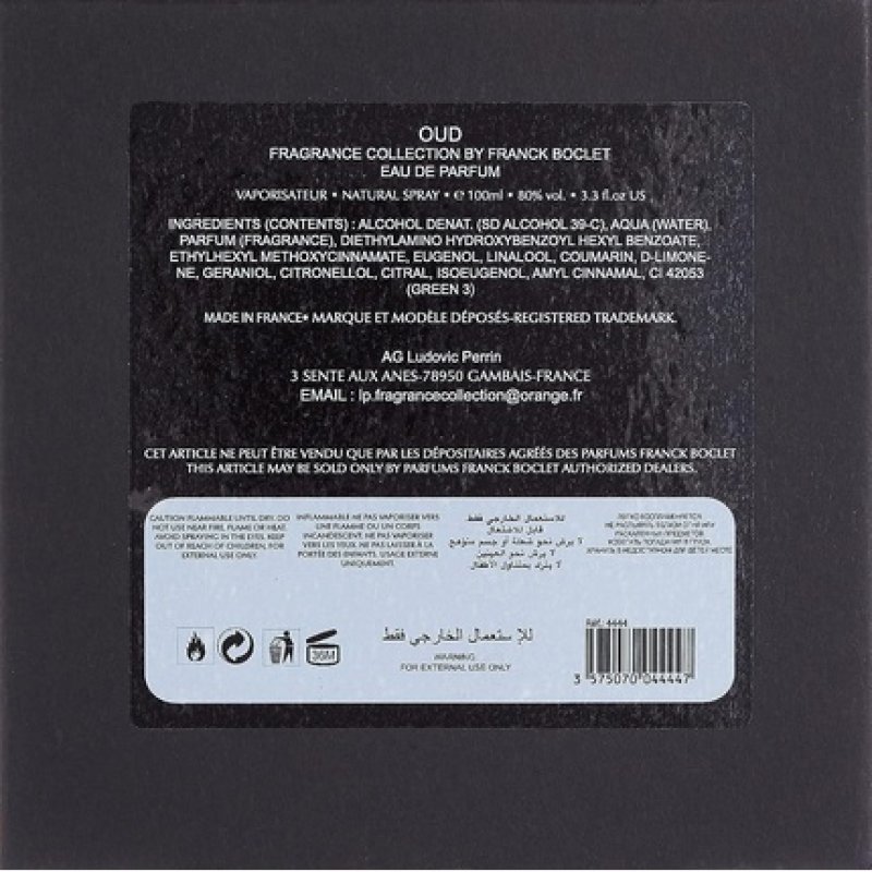 Franck Boclet Oud Eau de Parfum Spray For Him 100ml