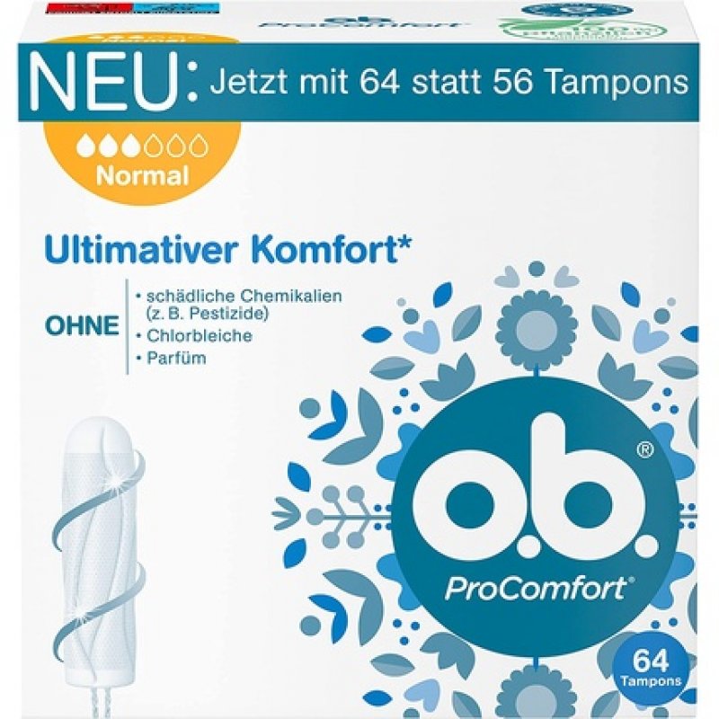 o.b. Tampon ProComfort Normal Ultimate Comfort and Reliable Protection 64 Tampons