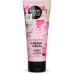 Organic Shop Hand and Nail Cream Balm Cherry and Lotus 75ml