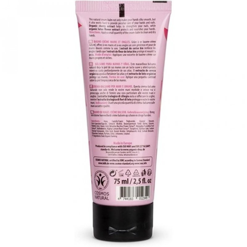 Organic Shop Hand and Nail Cream Balm Cherry and Lotus 75ml