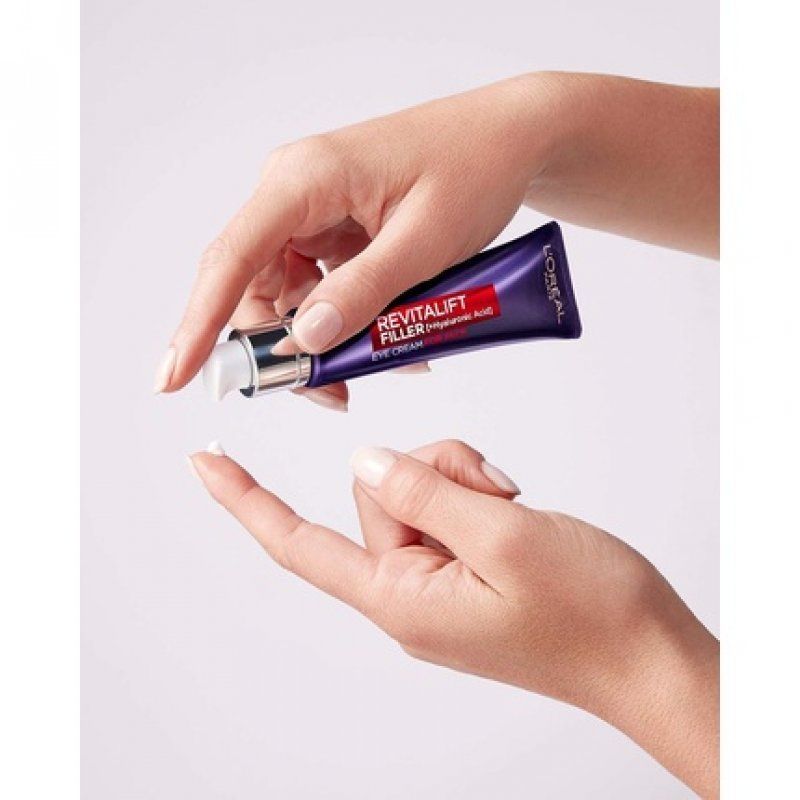 L'Oréal Paris Revitalift Filler Hyaluronic Acid Anti-Ageing Eye Cream for Face with Hyaluronic Acid, Vitamin CG & E