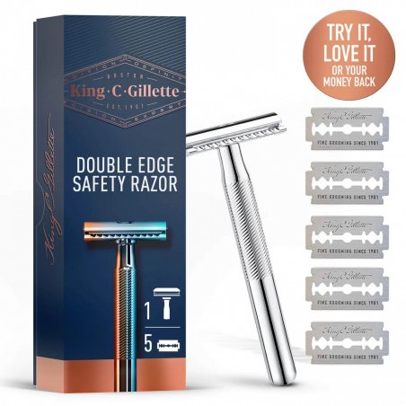 King C. Gillette Men's Safety Razor with 5 Durable Blades