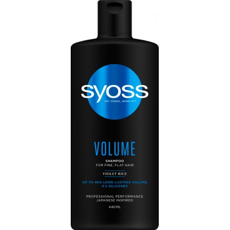 Syoss Volume Shampoo 440ml - Vegan Formula with Purple Rice for Fine and Flat Hair