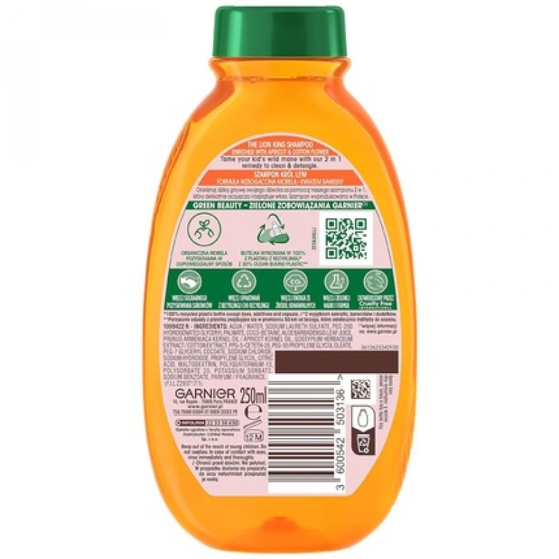 Garnier Botanical Therapy Apricot and Cotton Flower 2in1 Shampoo for Kids Lion King 250ml