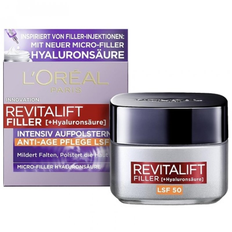 L'Oréal Paris Hyaluron Day Cream with SPF 50 Anti-Aging Facial Care with Micro-Filler Hyaluronic Acid for Moisture and