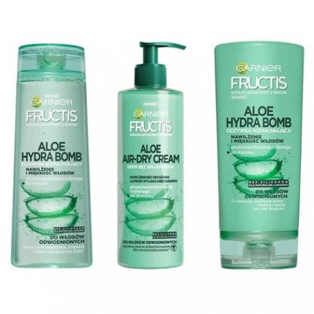 Garnier Fructis Aloe Hydra Bomb Shampoo Conditioner Air Dry Cream