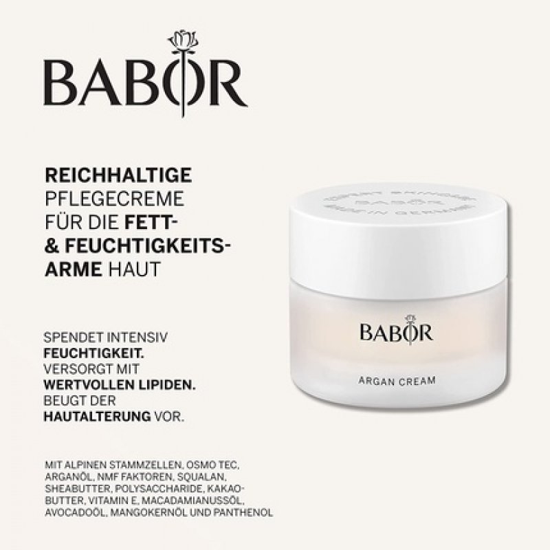 BABOR CLASSICS Argan Cream Rich Face Cream for Dry Skin 2022 Launch