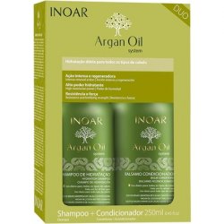 INOAR Argan Oil Shampoo and Conditioner for Stressed Hair Types 8.5 Ounces 250 Milliliters