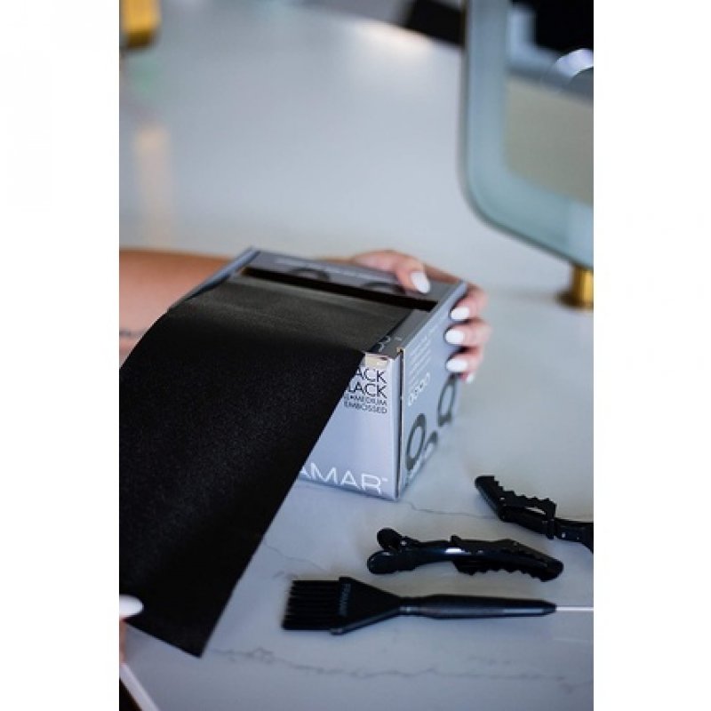 Framar Back in Black Embossed Aluminum Foil for Hair Color Medium 320m