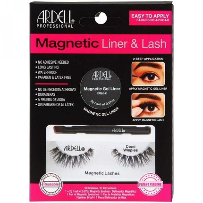 ARDELL Professional Magnetic Demi Wispies Real Hair False Eyelashes with Gel Eyeliner - Reusable Cat Eye Lashes