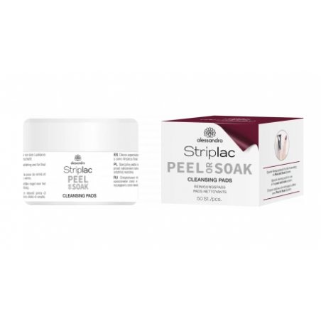 alessandro Striplac Peel or Soak Cleansing Pads for Natural Nails with Peach Scent 50 Pads