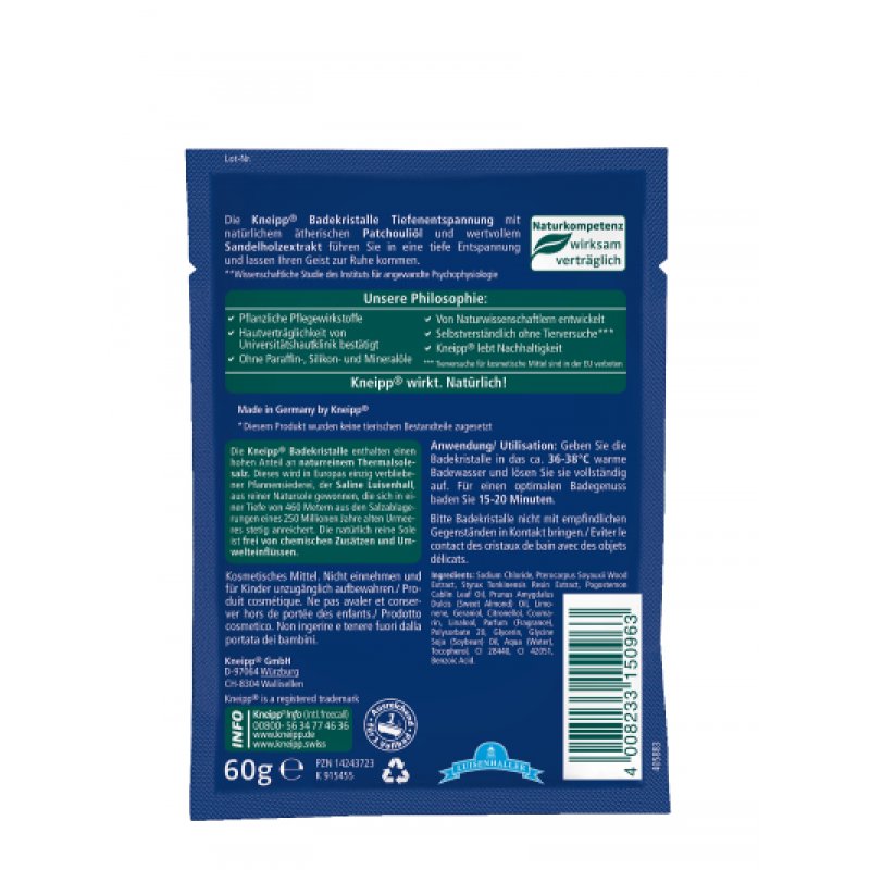 Kneipp Bath Crystals Deep Relaxation Patchouli & Sandalwood 60g