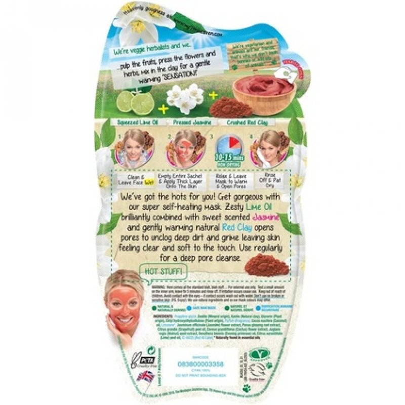 7th Heaven Red Hot Sauna Gently Warming Face Mask with Lime Oil and Jasmine for Skin Detox - Ideal for Normal, Combo &