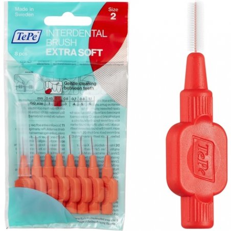 TePe Interdental Brushes Red Extra Soft Size 2 Simple and Effective Cleaning of Interdental Spaces 8 Brushes