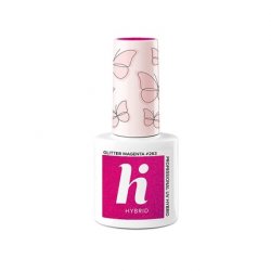 Hi Hybrid Semi-Permanent UV Gel Glitter Nail Polish Magenta 5ml