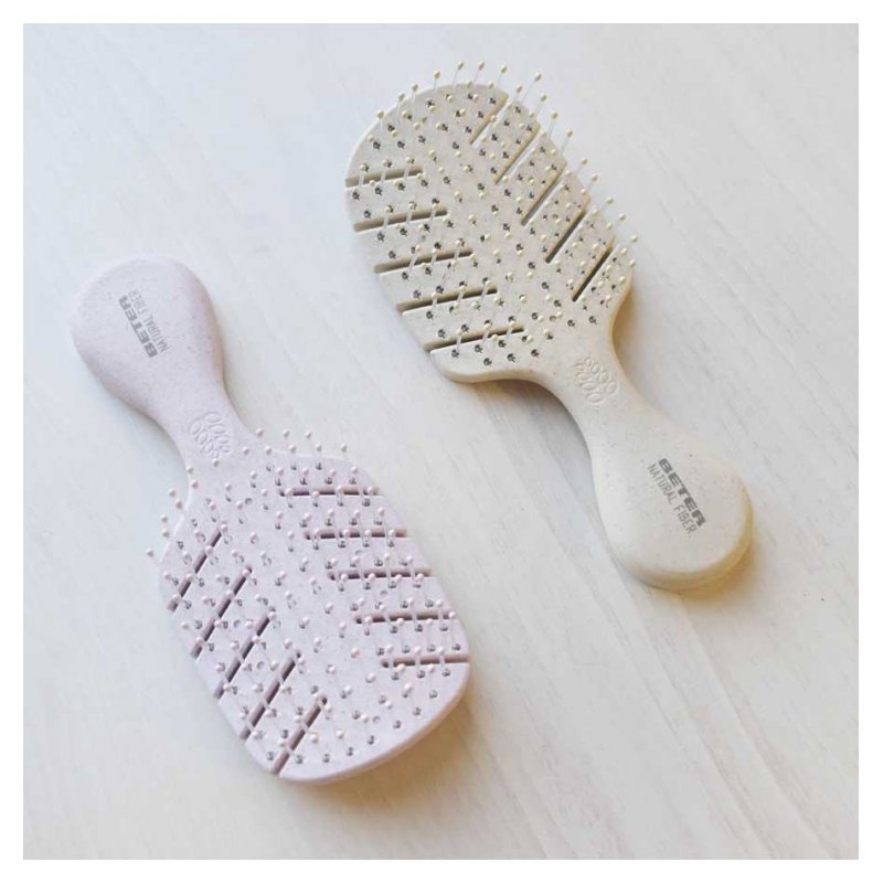 Detangling Mini Natural Fiber Beige Brush