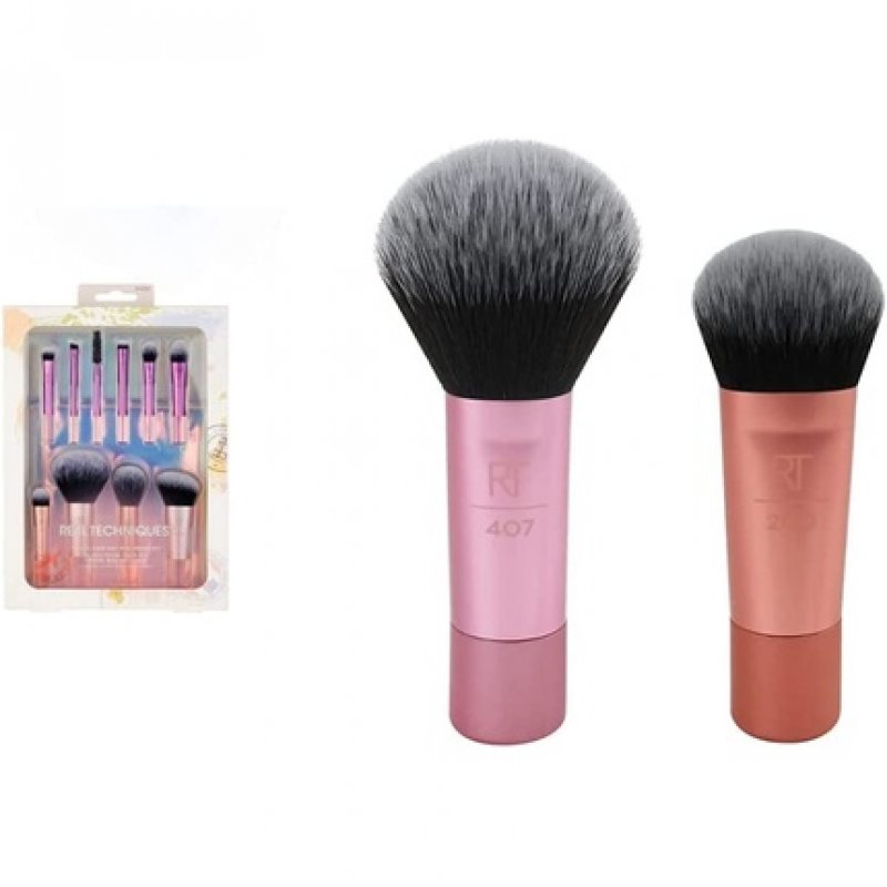 Real Technique Travel Fantasy Mini Brush Kit 10 Piece Set Purple and Mini Brush Foundation and Blush Duo Travel Size