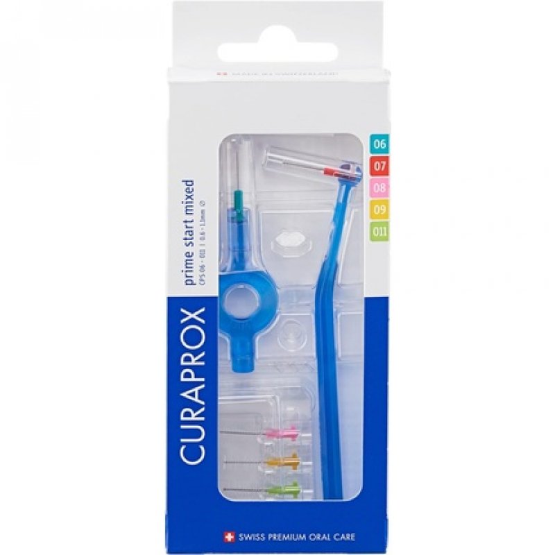 Curaprox Interdental Brushes CPS Prime Plus Mix Set 0.6-1.1mm Diameter 2.2-5mm Effectiveness 5 Brushes and Holder UHS