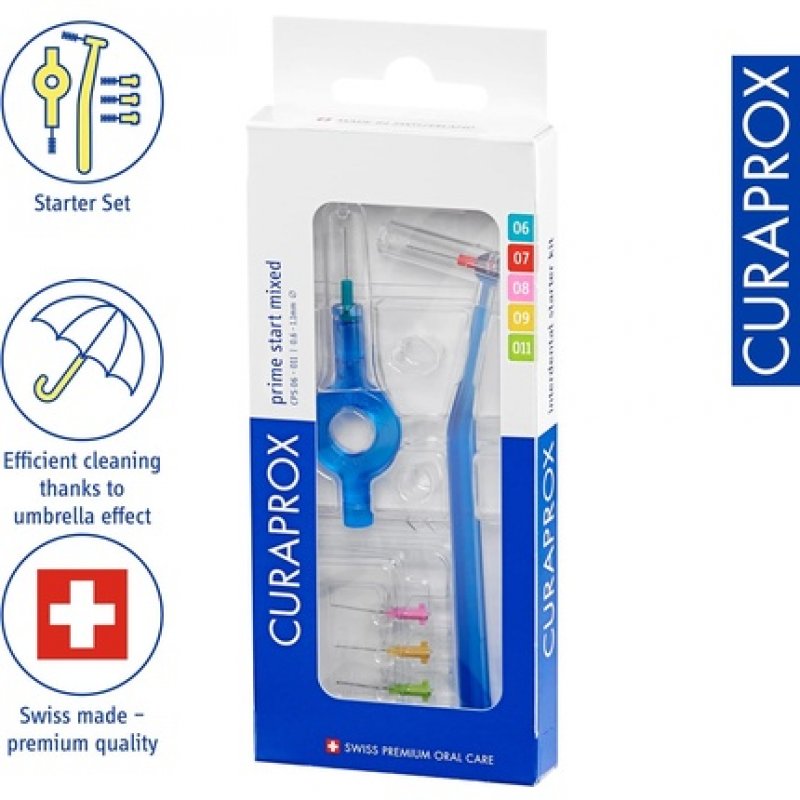 Curaprox Interdental Brushes CPS Prime Plus Mix Set 0.6-1.1mm Diameter 2.2-5mm Effectiveness 5 Brushes and Holder UHS