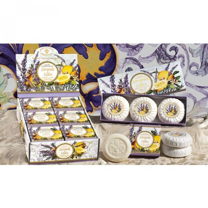 Lavender & Cedar Soap 3 Rounds 100g Each Handmade Italian Soap from Fiorentino