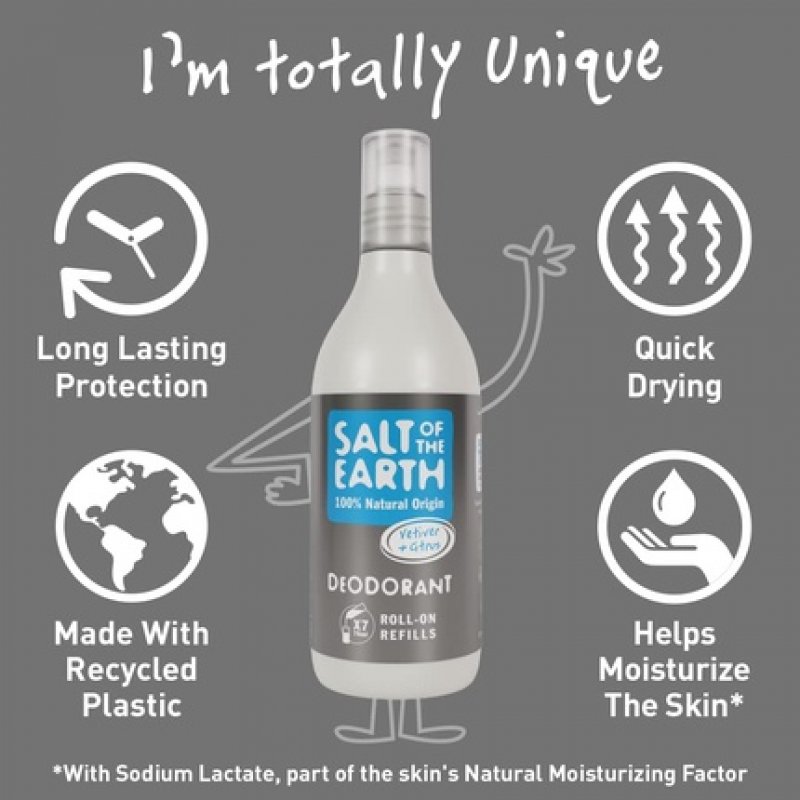 Salt of the Earth Natural Deodorant Roll On Refill Vetiver & Citrus 525ml