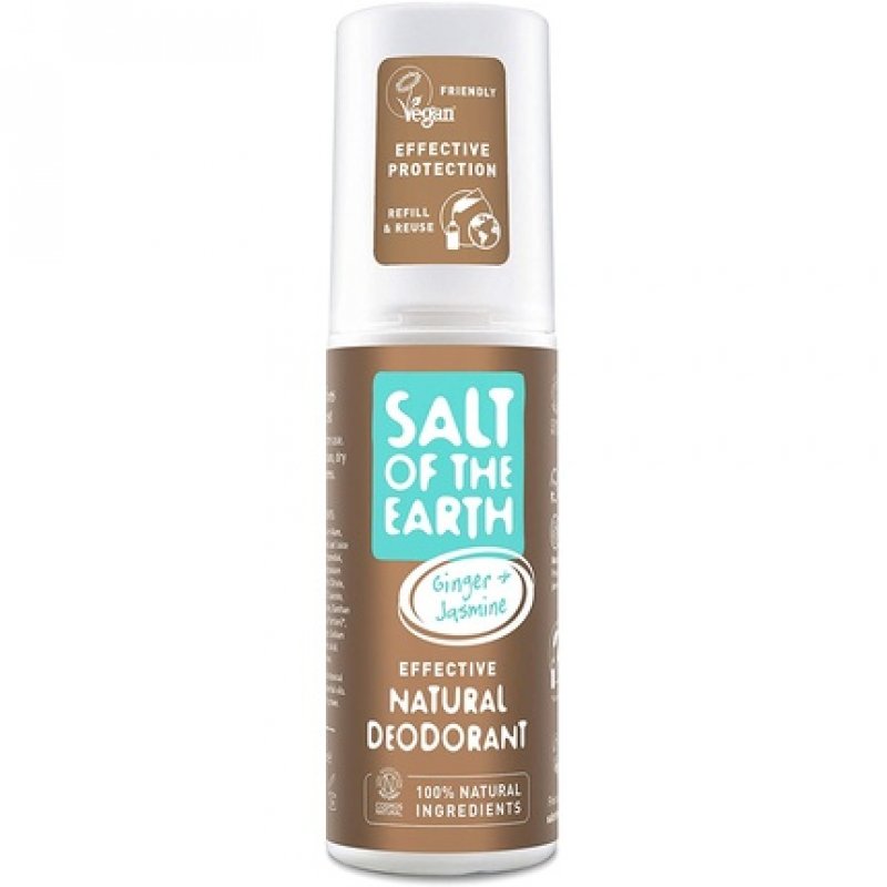 Salt of the Earth Natural Deodorant Spray Vegan Long Lasting Protection Refillable Leaping Bunny Approved Cloudy Ginger