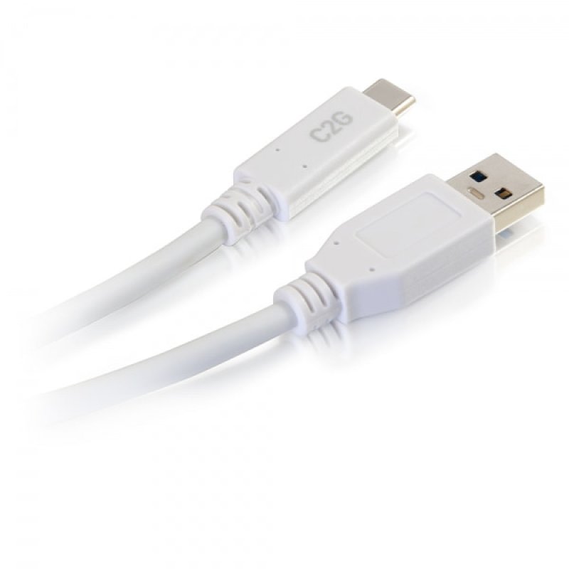 C2G Câble USB-C vers USB-A SuperSpeed 5 Gbits/s M/M 0,9 m - Blanc