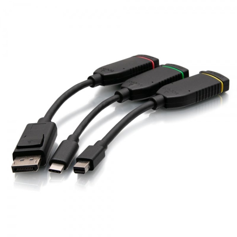 C2G Boucle d’adaptateurs dongle 4K HDMI universelle avec Mini DisplayPort™, DisplayPort et USB-C à code couleur