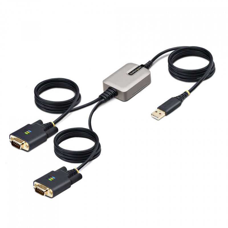 StarTech.com 13ft (4m) 2-Port USB to Serial Adapter Cable, Interchangeable DB9 Screws/Nuts, COM Retention, USB-A to DB9