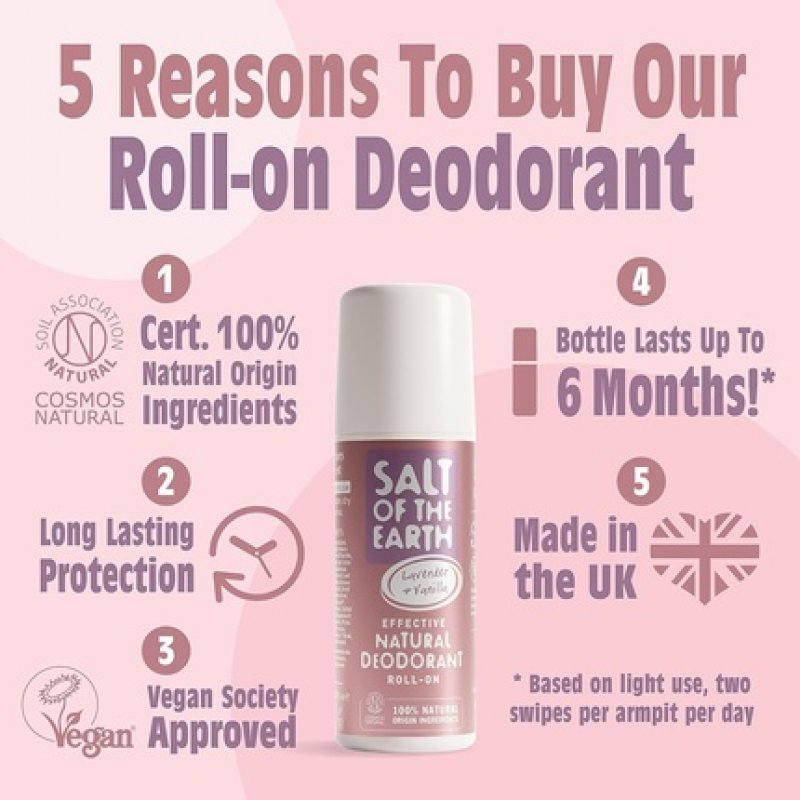 Salt of the Earth Natural Deodorant Roll On Lavender & Vanilla 75ml