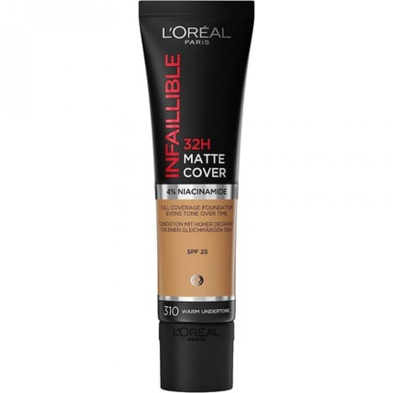 L'Oreal Paris Infallible 32H Matte Cover Liquid Foundation with 4% Niacinamide and SPF 25 30ml Shade 310