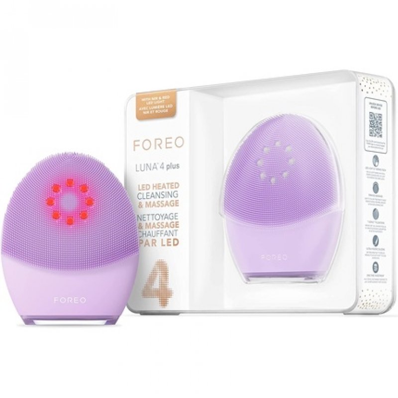 FOREO Luna 4 Plus Facial Cleansing Brush with NIR and LED Red Mask for Deep Cleansing and Firming - Antiaging Face