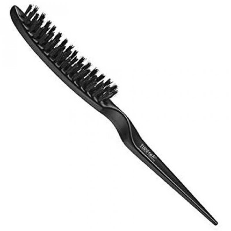 Eurostil Curved Crepe Brush with Wild Boar Bristles Black