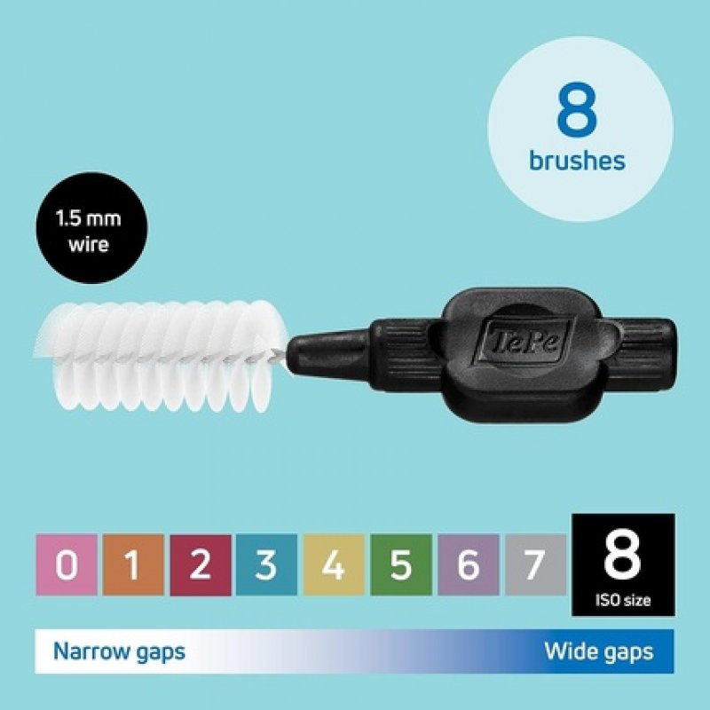 TePe Interdental Brushes Original Black Size 8 8 Brushes